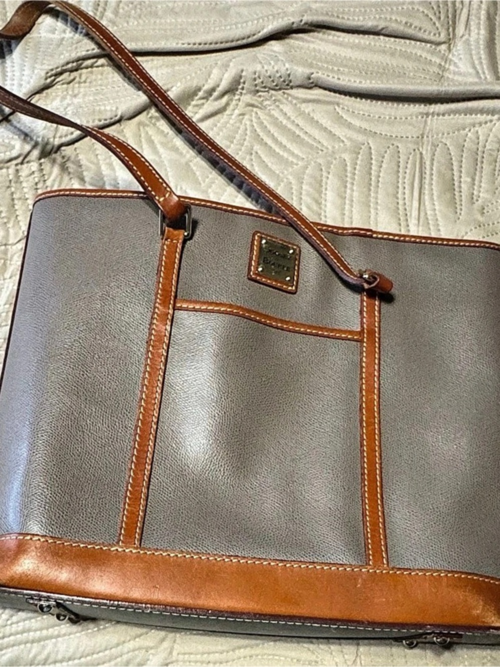 Dooney & Bourke Pebble Grain Lexington Shopper Tote Gray & Brown